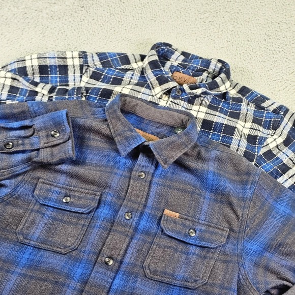 Orvis Other - Orvis Shirts Mens Large Lot 2 Blue Plaid Flannel Long Sleeve Button Up Outdoor